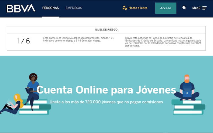 Cuenta BBVA online para jóvenes