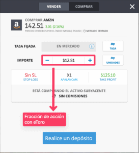 Comprar fracciones de acciones de Amazon con eToro