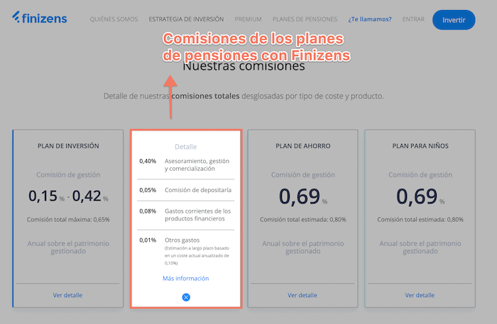 Planes de pensiones Finizens