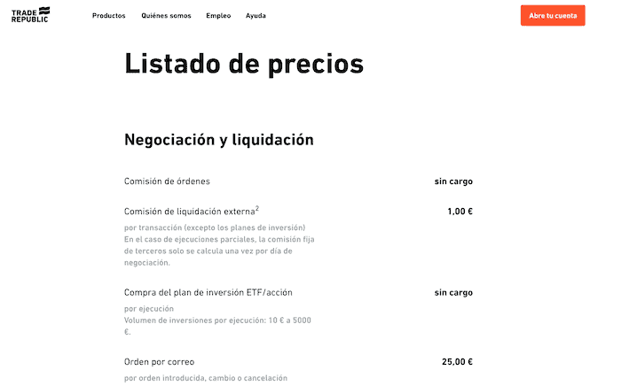 Las comisiones de Trade Republic