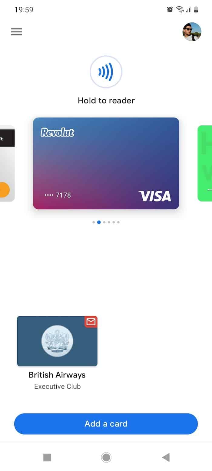 Google Pay and Revolut Visa card