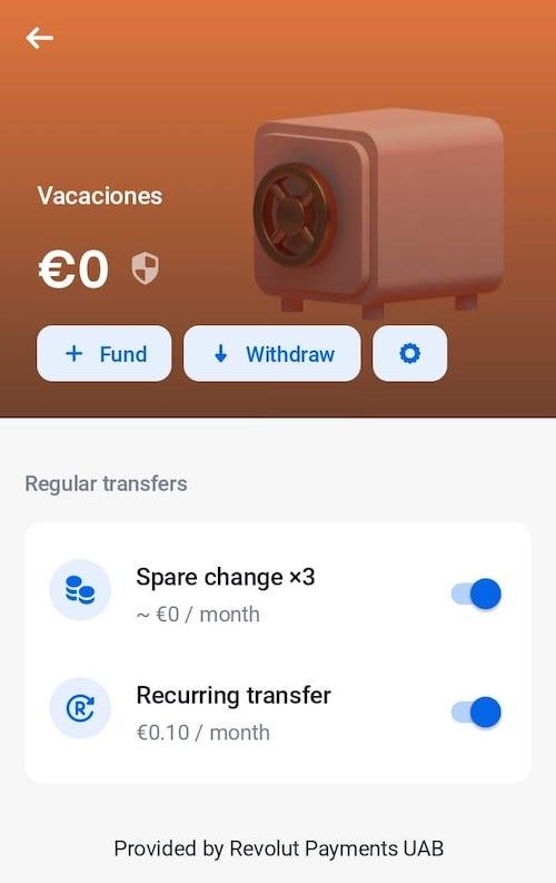 Revolut Vauls to save money