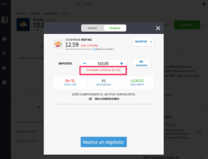 Inversiónmmínima de 10 $ US con eToro