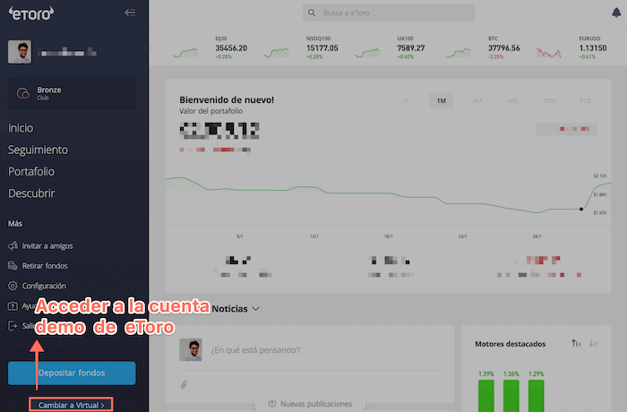 La cuenta demo de eToro