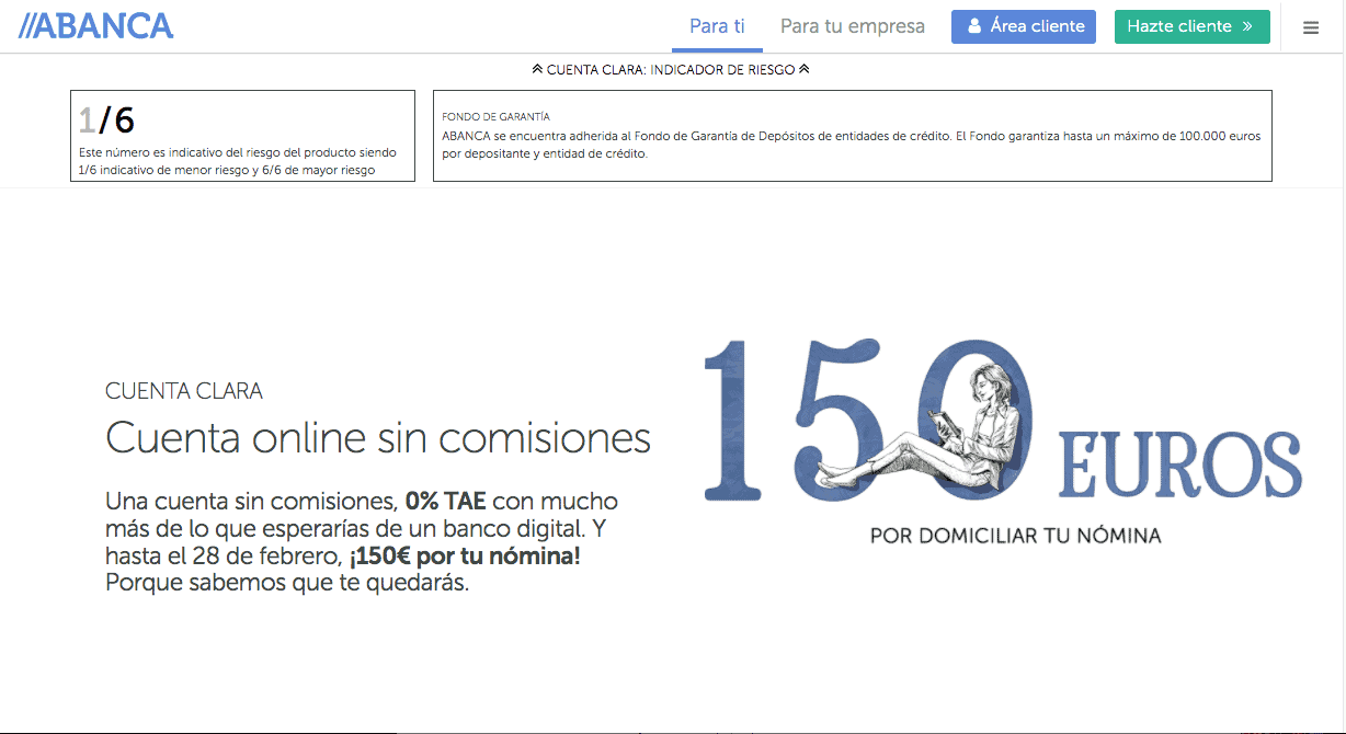Banco sin comisiones sin nómina Abanca