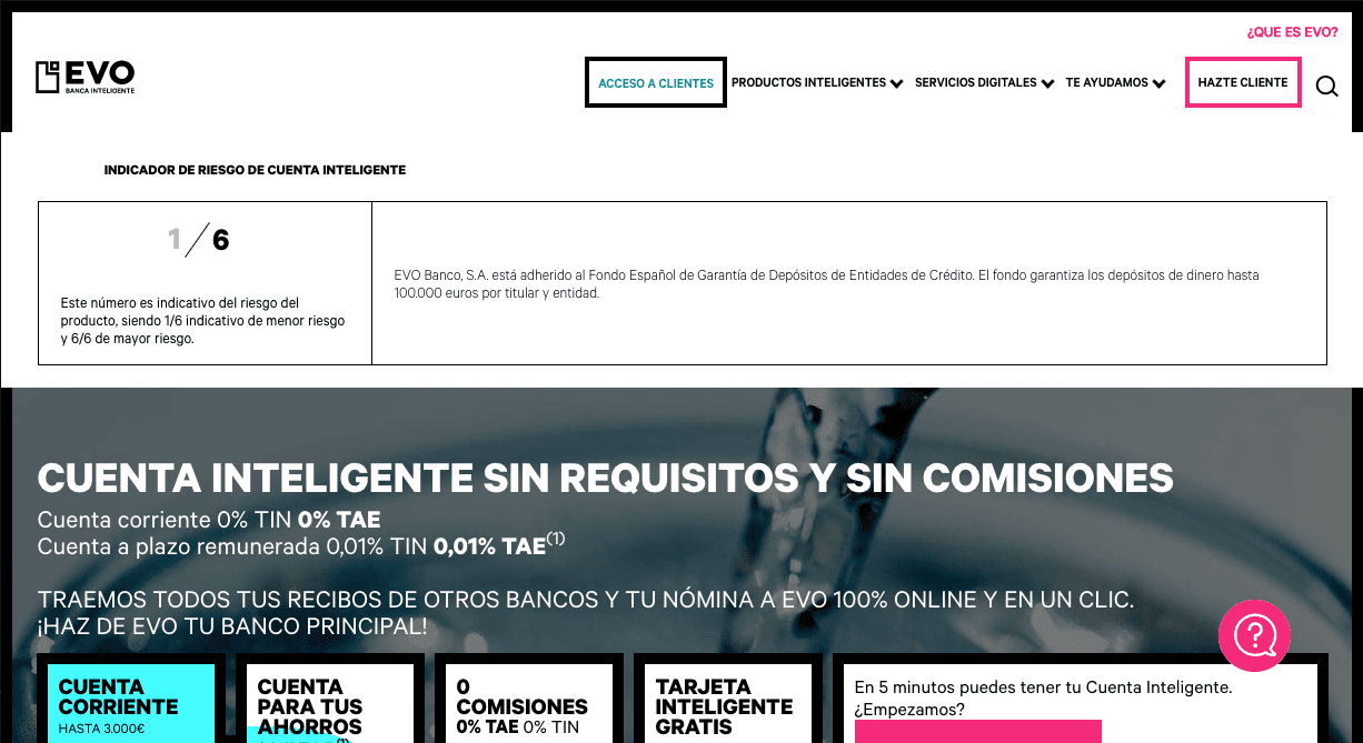 Banco sin comisiones sin nómina EVO