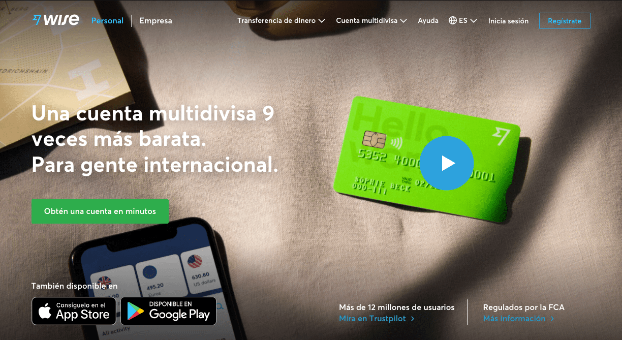 Banco sin comisiones sin nómina Wise