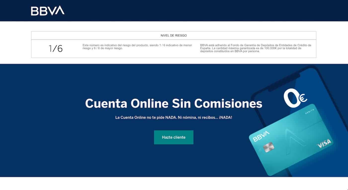 Cuenta Online BBVA, hasta 2 titulares