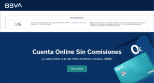 Cuenta sin nómina ni comisiones BBVA