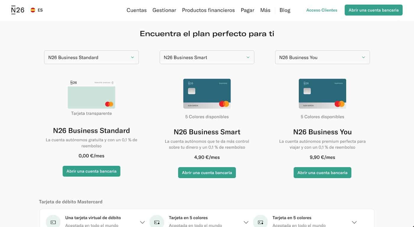 Cuentas bussiness N26
