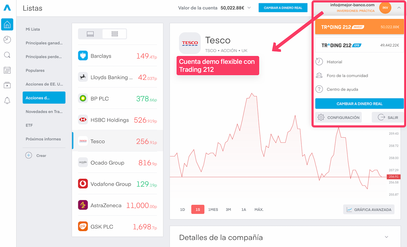 Cuenta demo de Trading 212