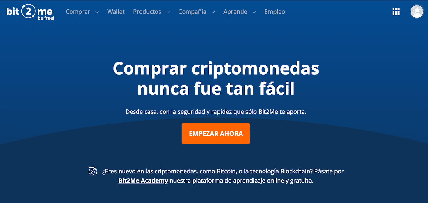 Bit2Me plataforma de compra de criptomonedas