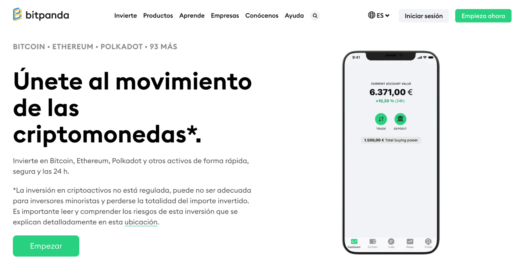 Plataforma Bitpanda para Crypto