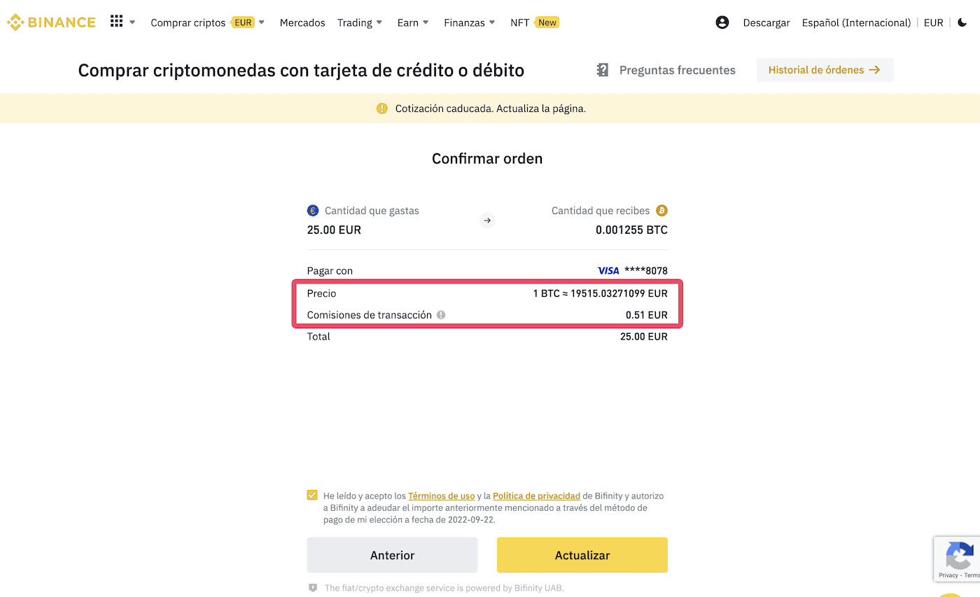 Binance comisión de compra de criptomonedas