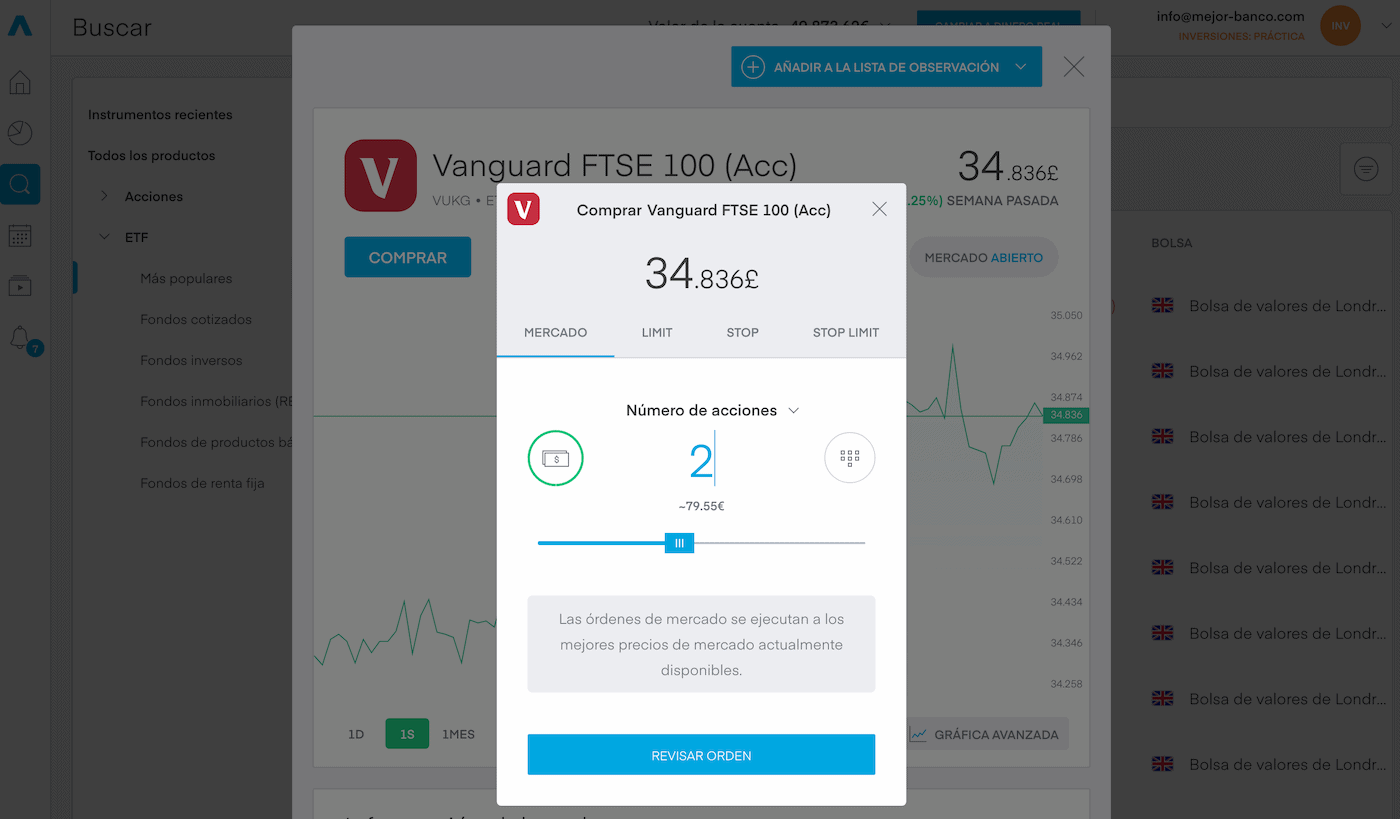Compra y venta de ETF con el mercado abierto (broker Trading 212)