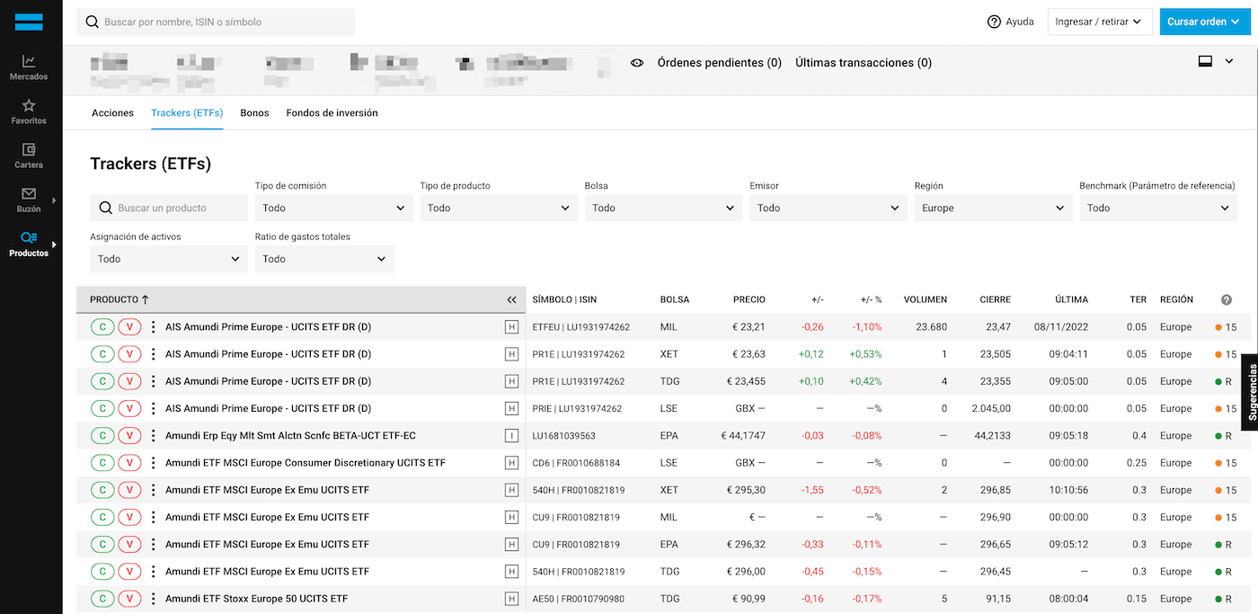 ETF disponibles con DEGIRO (09/11/22)
