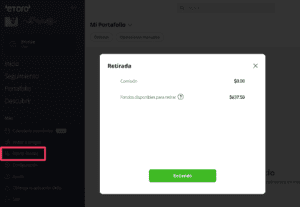 eToro retiros de fondos