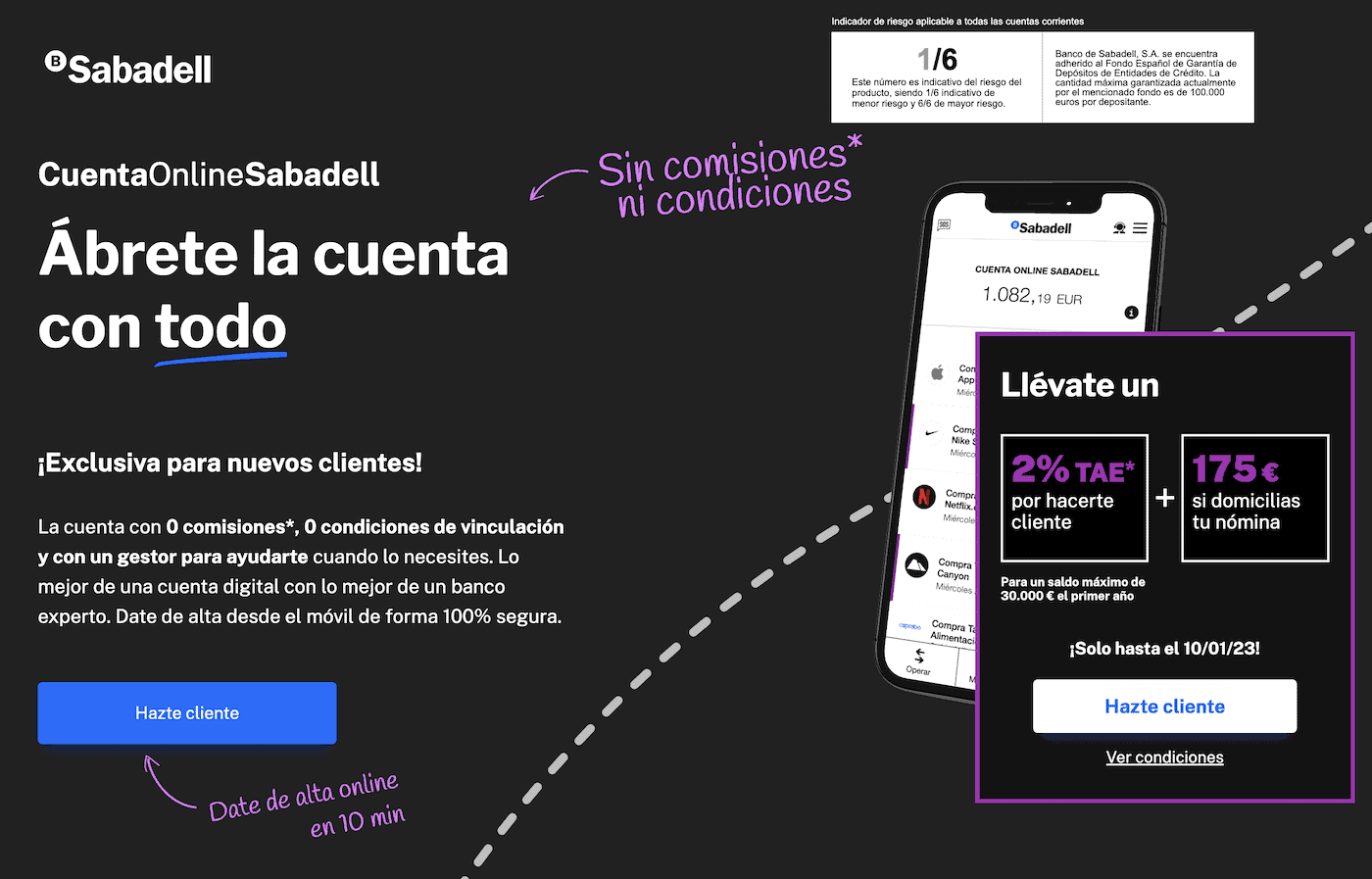 Cuenta remunerada del Banco Sabadell