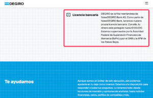 Licencia bancaria de DEGIRO