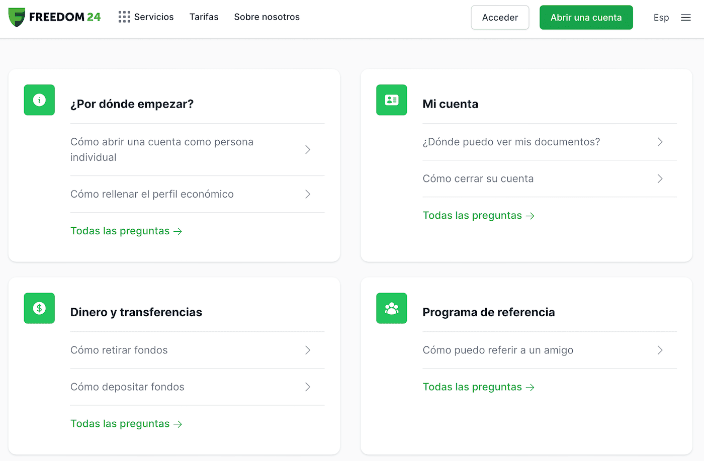 El centro de ayuda de Freedom24