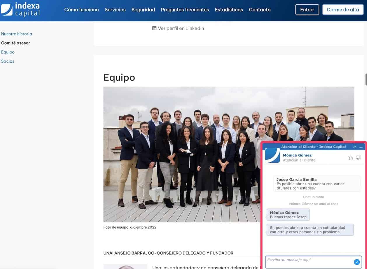 Atención al cliente de Indexa Capital