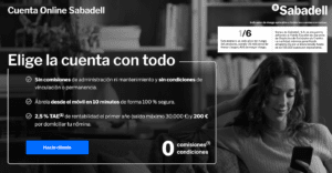 Cuenta Online remunberada del Banc Sabaedell