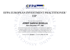 Certificado asesor financiero con EFPA de Josep Maria Garcia Bonilla