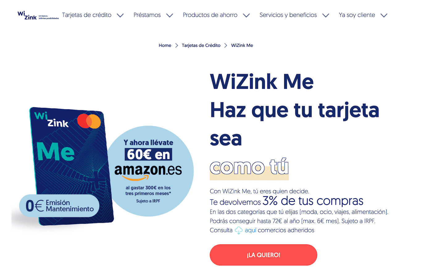 Promoción de bienvenida tarjeta WiZink