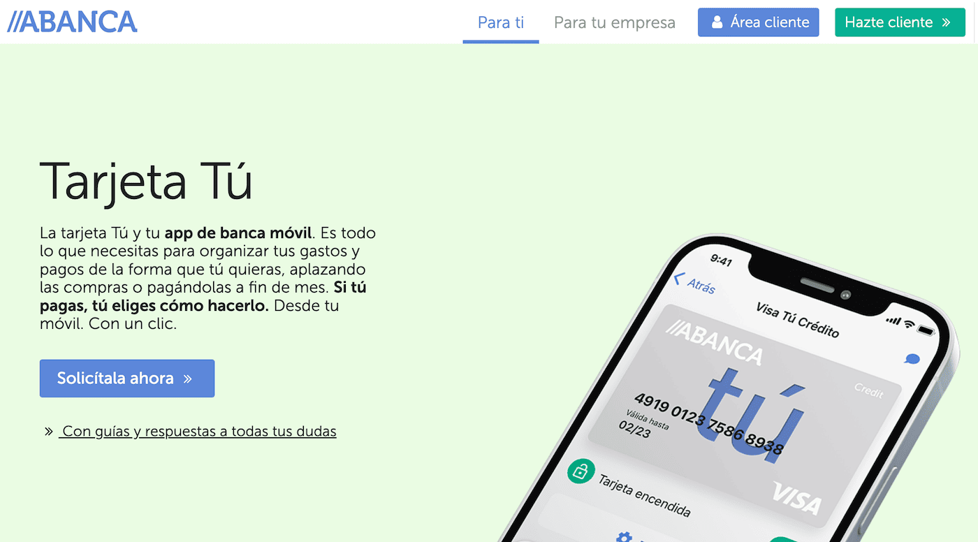Tarjeta de crédito Tú de Abanca