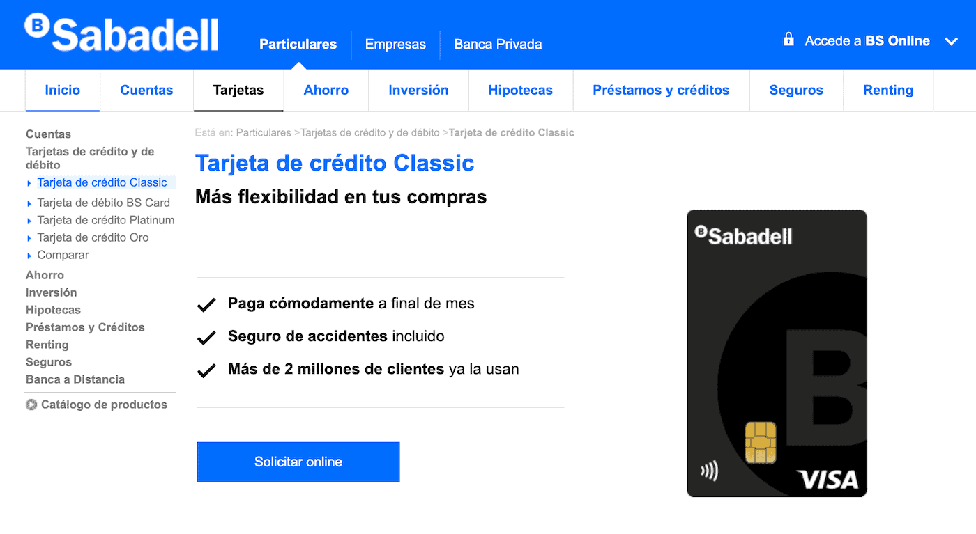 Tarjetas de crédito del Banc Sabadell