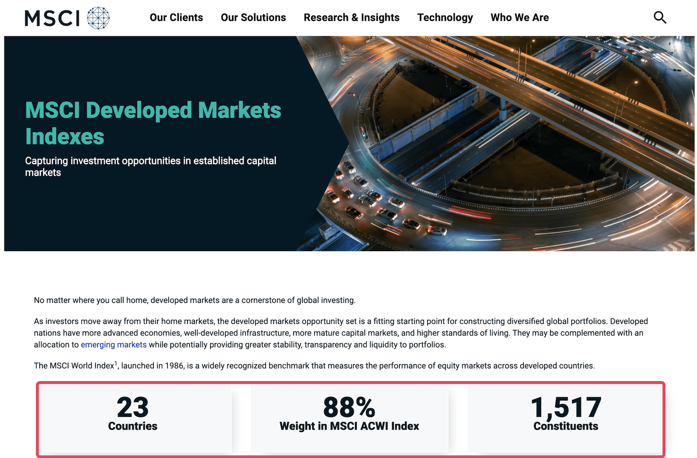 Resumen índice MSCI World