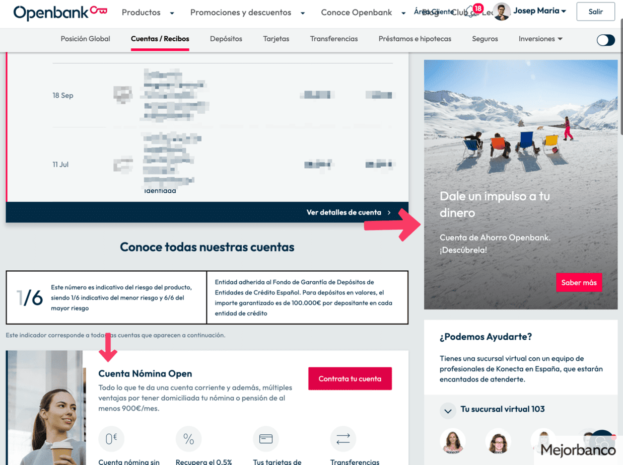 Banners publicitarios de Openbank