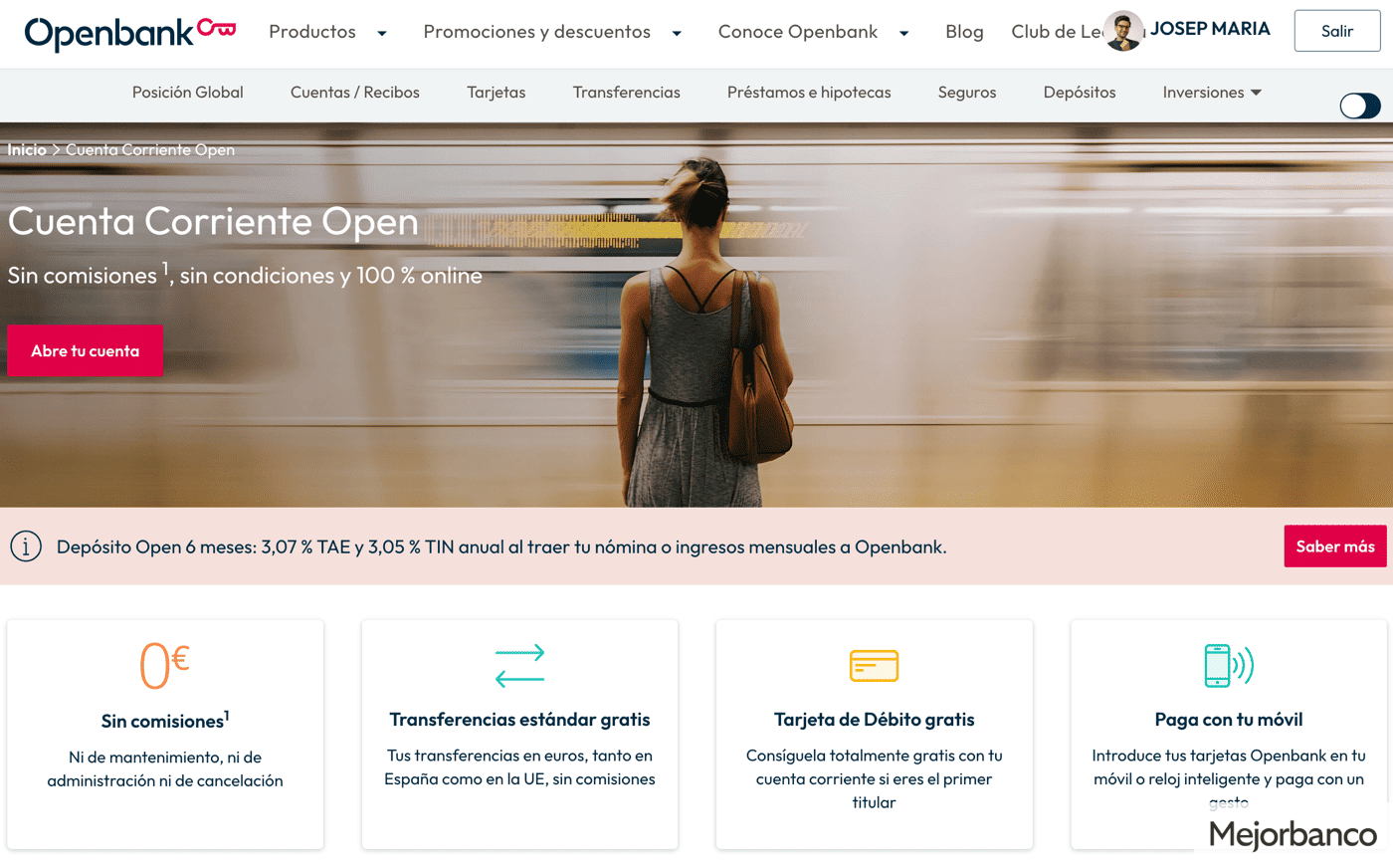 Cuenta corriente Open mejor-banco.com