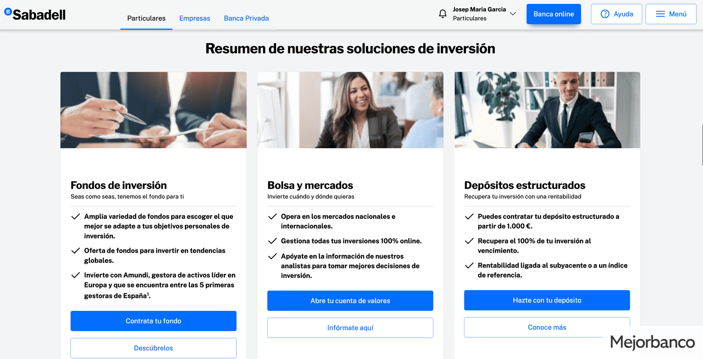 Productos de inversión con el Sabadell