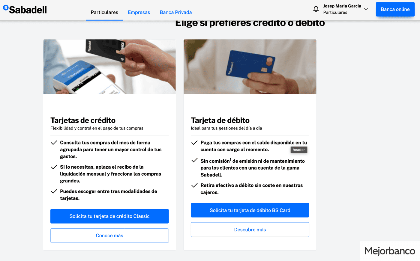 Tarjetas de débito y crédito con Sabadell